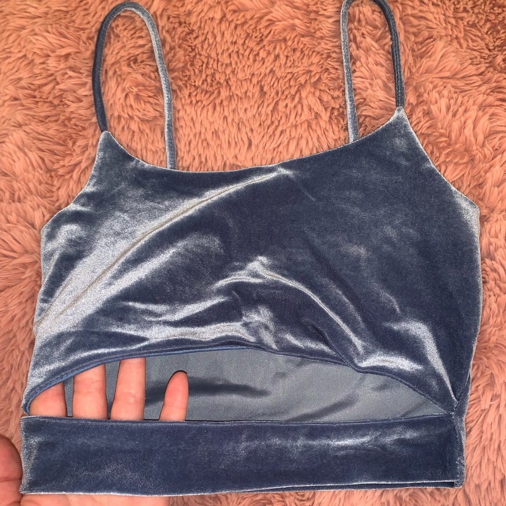 Y2K Baby Blue Velvet Top
